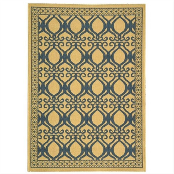 Safavieh 2 Ft. -7 In. X 5 Ft. Small Rectangle Indoor-Outdoor Courtyard- Natural And Blue- Machine Made Rug - CY3040-3101-3