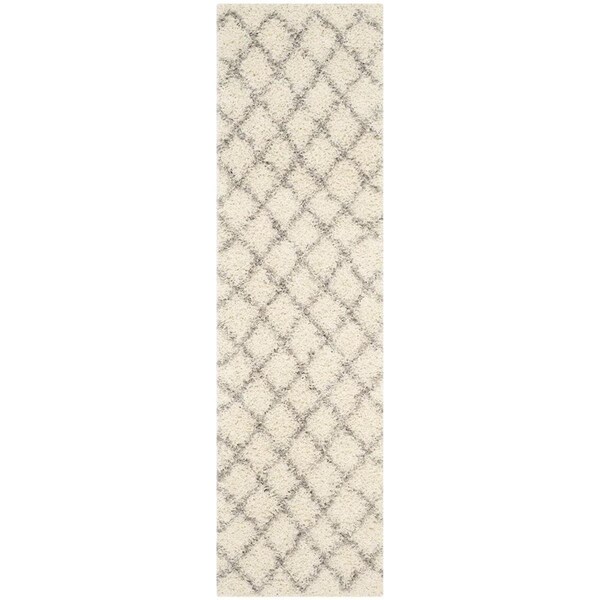 Safavieh 2 ft. - 3 in. x 14 ft. SGD - Dallas Shag Power Loomed Runner Rug - Ivory and Grey - SGD258F-214