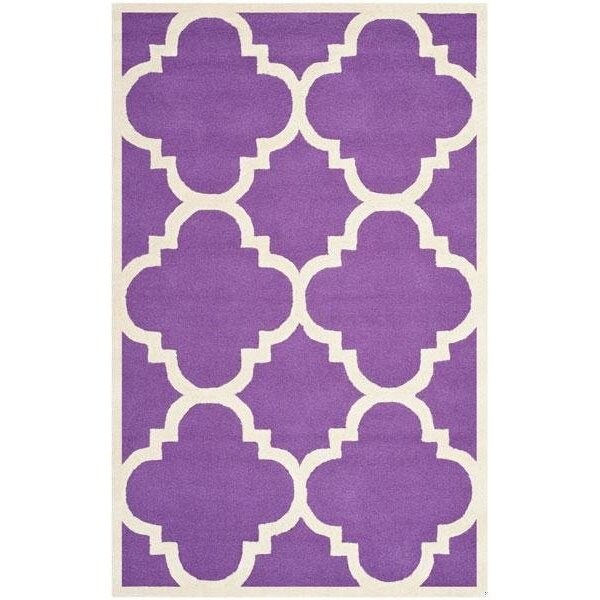 Safavieh Cambridge Hand Tufted Runner Rug- Purple - Ivory- 2 ft. 6 in. x 10 ft. - CAM140K-210