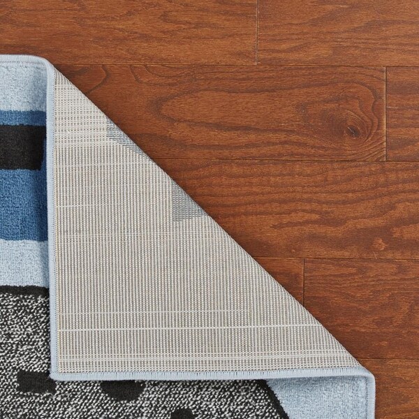 Homeroots 4 x 6 ft. Blue Imaginative Racetrack Area Rug - 396314