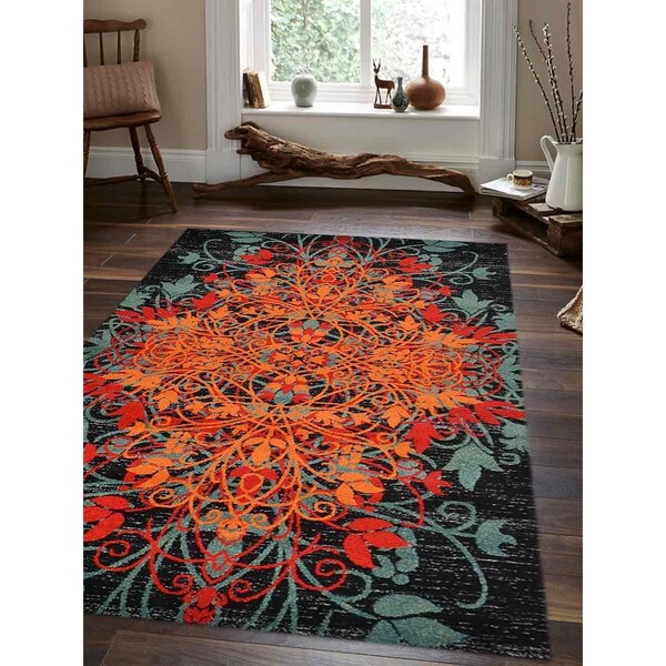 Jensendistributionservices 3 ft. 4 in. x 5 ft. Machine Woven Heatset Polypropylene Floral Rectangle Area Rug, Multi Color - MI1557598
