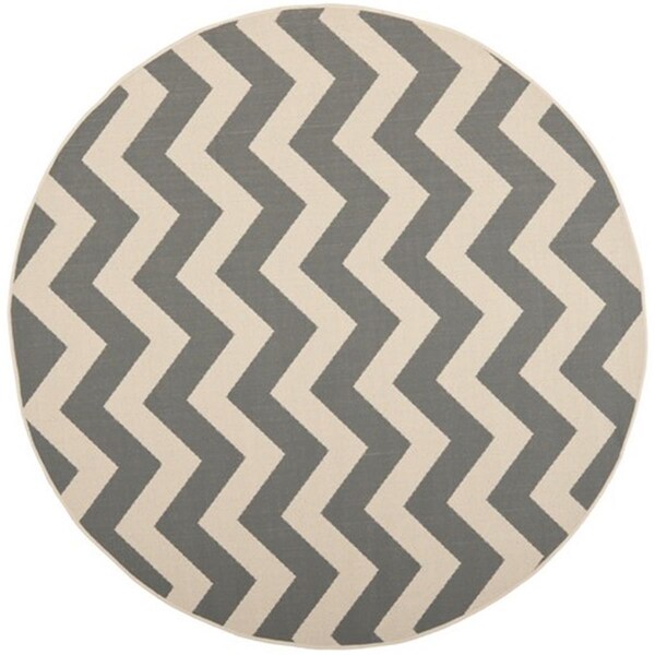 Safavieh Courtyard Power Loomed Round Rug- Grey - Beige- 4 x 4 ft. - CY6244-246-4R