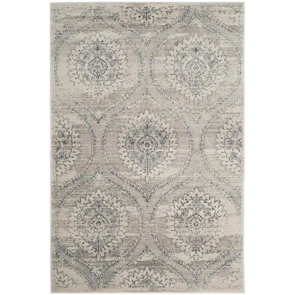 Flowers First 4 x 6 ft. Carnegie Power Loomed Area Rug, Light Grey & Cream - Small Rectangle - FL1862585