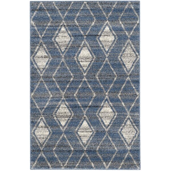 Flowers First 4 x 6 ft. Tunisia Power Loomed Area Rug, Light Blue & Cream - Small Rectangle - FL1909605