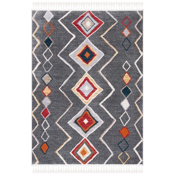 Safavieh 9 x 12 ft. Farmhouse Southwestern Rectangle Power Loomed Rug Dark Gray & Gold - FMH599F-9