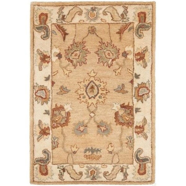 Safavieh 4 x 6 ft. Small Rectangle Traditional Bergama- Taupe and Ivory Hand Tufted Rug - BRG136A-4