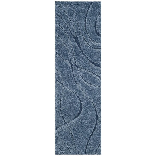 Safavieh 2 ft.3 in. x 7 ft. Shag Power Loomed Runner RugLight Blue & Blue - SG471-6065-27