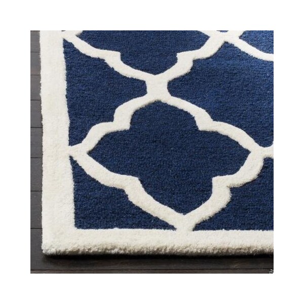 Safavieh Cambridge Hand Tufted Small Rectangle Rug- Navy - Ivory- 3 x 5 ft. - CAM312M-3