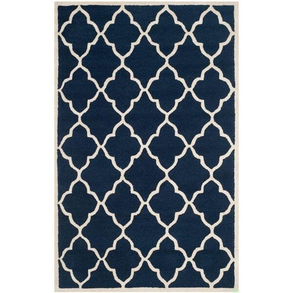 Safavieh Cambridge Hand Tufted Small Rectangle Rug- Navy - Ivory- 3 x 5 ft. - CAM312M-3