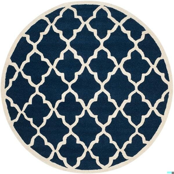 Safavieh Cambridge Hand Tufted Small Rectangle Rug- Navy - Ivory- 3 x 5 ft. - CAM312M-3