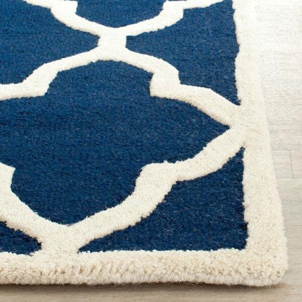 Safavieh Cambridge Hand Tufted Small Rectangle Rug- Navy - Ivory- 3 x 5 ft. - CAM312M-3
