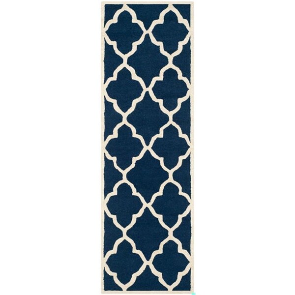 Safavieh Cambridge Hand Tufted Small Rectangle Rug- Navy - Ivory- 3 x 5 ft. - CAM312M-3