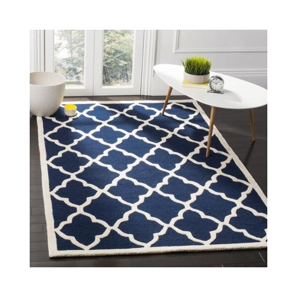 Safavieh Cambridge Hand Tufted Small Rectangle Rug- Navy - Ivory- 3 x 5 ft. - CAM312M-3