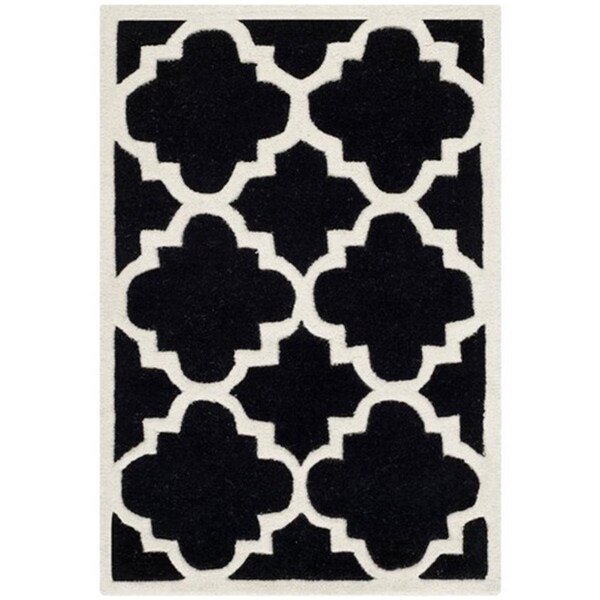 Safavieh Chatham Hand Tufted Small Rectangle Rug- Black - Ivory- 4 x 6 ft. - CHT730K-4