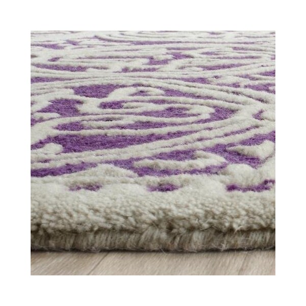 Safavieh 4 x 4 ft. Round Transitional Cambridge- Purple and Ivory Hand Tufted Rug - CAM123K-4R