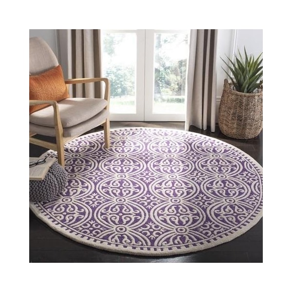 Safavieh 4 x 4 ft. Round Transitional Cambridge- Purple and Ivory Hand Tufted Rug - CAM123K-4R
