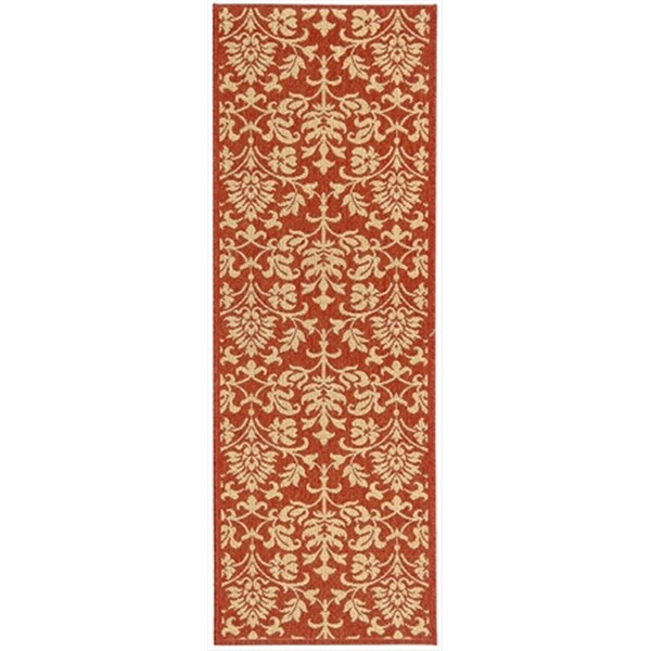 Safavieh 2 Ft. -4 In. X 6 Ft. -7 In. Runner Indoor-Outdoor Courtyard- Red And Natural- Machine Made Rug - CY3416-3707-27