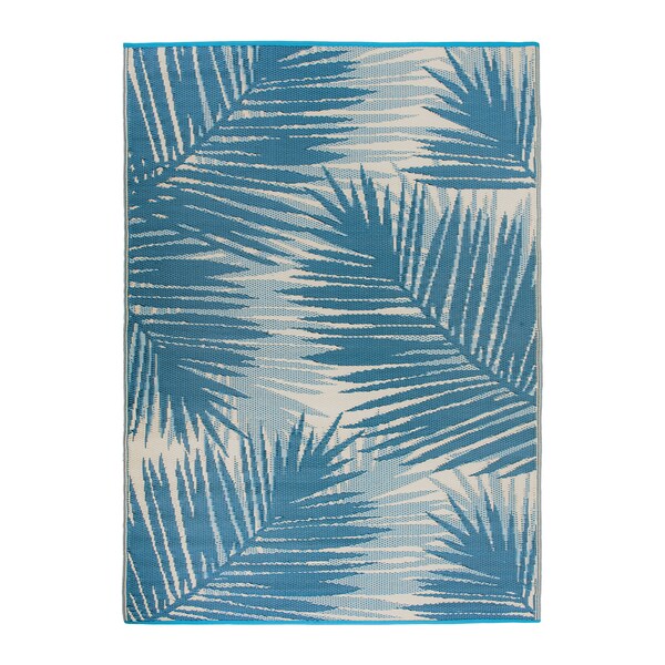 World Rug Gallery Tropical Floral Reversible Plastic 3'x5' Blue Outdoor Rug - 6050BLUE3X5
