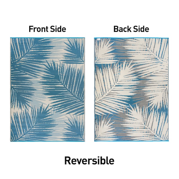 World Rug Gallery Tropical Floral Reversible Plastic 3'x5' Blue Outdoor Rug - 6050BLUE3X5