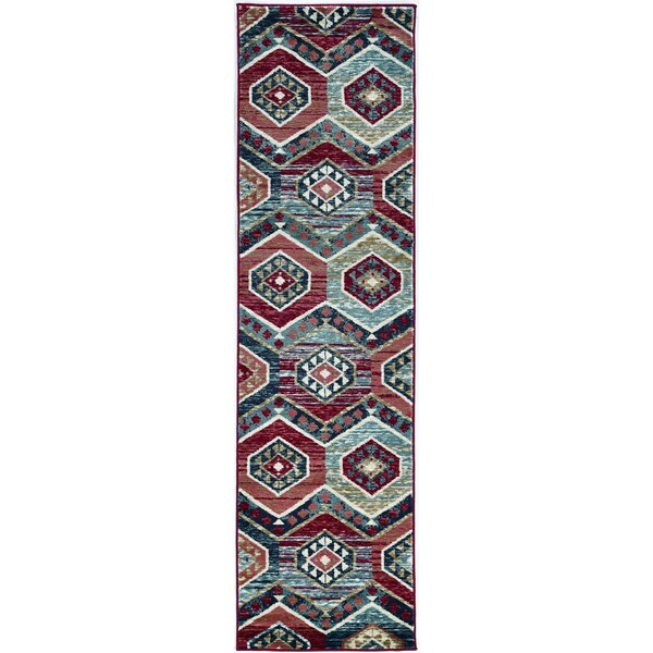 Homeroots 2 ft. x 7 ft. 7 in. Runner Polypropylene Red Area Rug - 353436