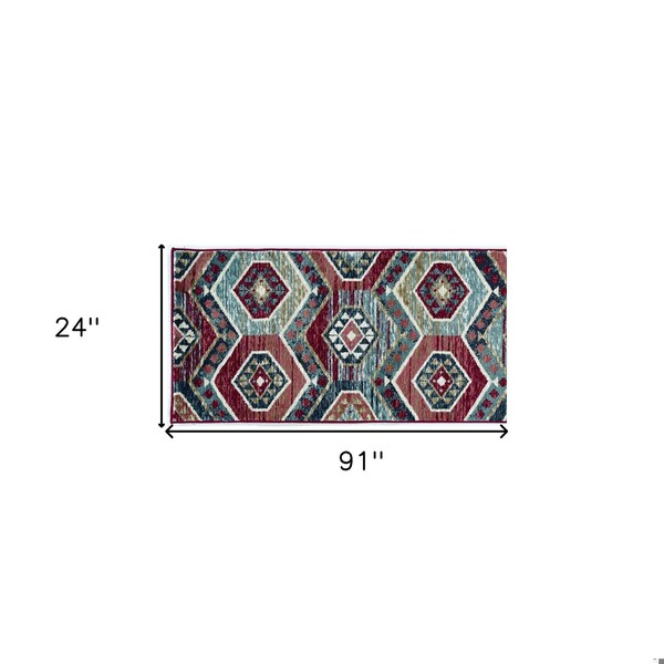 Homeroots 2 ft. x 7 ft. 7 in. Runner Polypropylene Red Area Rug - 353436