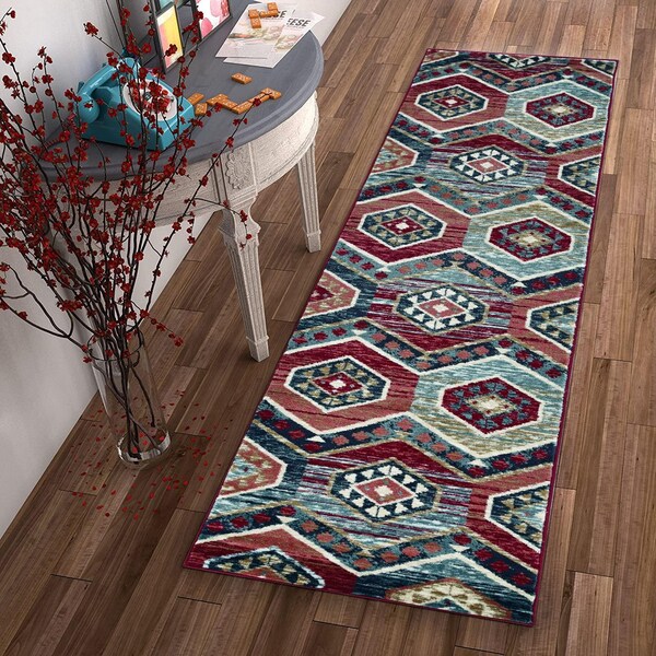 Homeroots 2 ft. x 7 ft. 7 in. Runner Polypropylene Red Area Rug - 353436