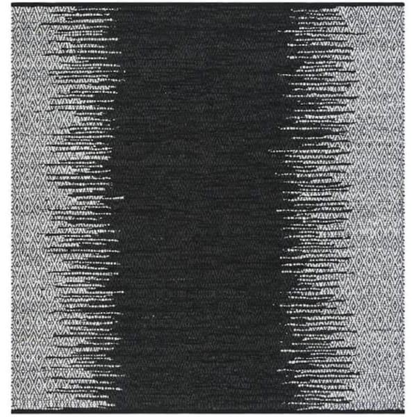 Flowers First 6 x 6 ft. Square Vintage Leather Hand Woven Area Rug, Light Grey & Black - FL1868217