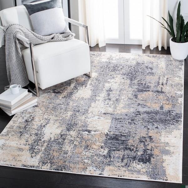 Safavieh 8 x 10 ft. Amelia 700 Contemporary Rectangle Power Loomed Rug Gray & Gold - ALA777H-8