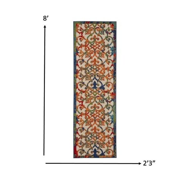 Homeroots 2 x 8 ft. Rainbow Colored Indoor & Outdoor Runner Rug - 385025