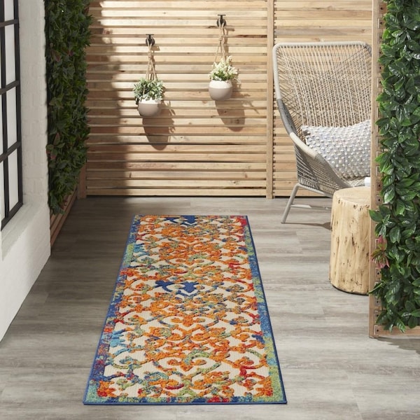 Homeroots 2 x 8 ft. Rainbow Colored Indoor & Outdoor Runner Rug - 385025