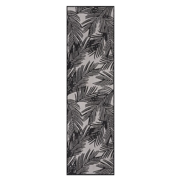 World Rug Gallery Contemporary Distressed Leaves Textured Flat Weave Indoor/Outdoor Area Rug 2' x 7' Black - 117BLACK2X7