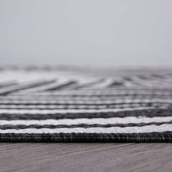World Rug Gallery Contemporary Distressed Leaves Textured Flat Weave Indoor/Outdoor Area Rug 2' x 7' Black - 117BLACK2X7