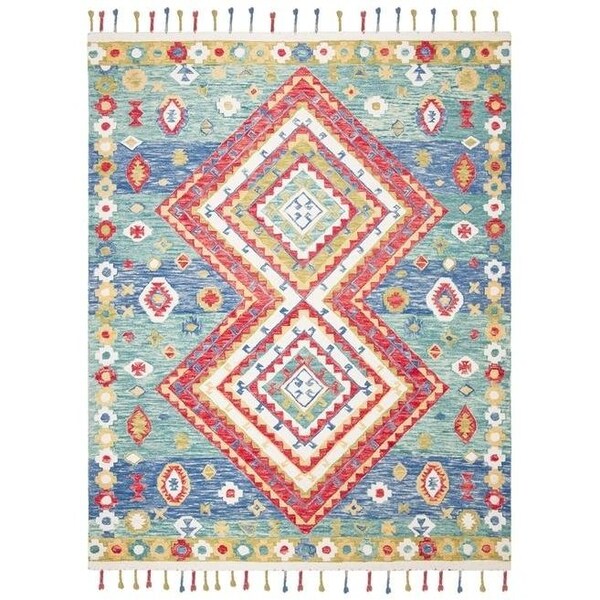 Safavieh Aspen Bohemian Square Hand-Tufted RugsGreen & Red 7 x 7 ft. - APN119Y-7SQ