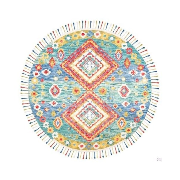 Safavieh Aspen Bohemian Square Hand-Tufted RugsGreen & Red 7 x 7 ft. - APN119Y-7SQ