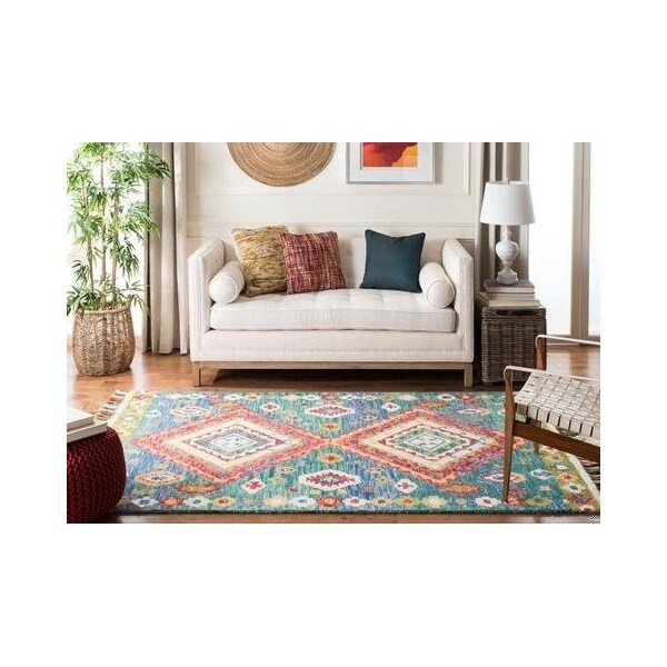 Safavieh Aspen Bohemian Square Hand-Tufted RugsGreen & Red 7 x 7 ft. - APN119Y-7SQ