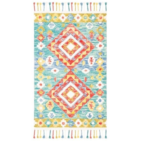 Safavieh Aspen Bohemian Square Hand-Tufted RugsGreen & Red 7 x 7 ft. - APN119Y-7SQ