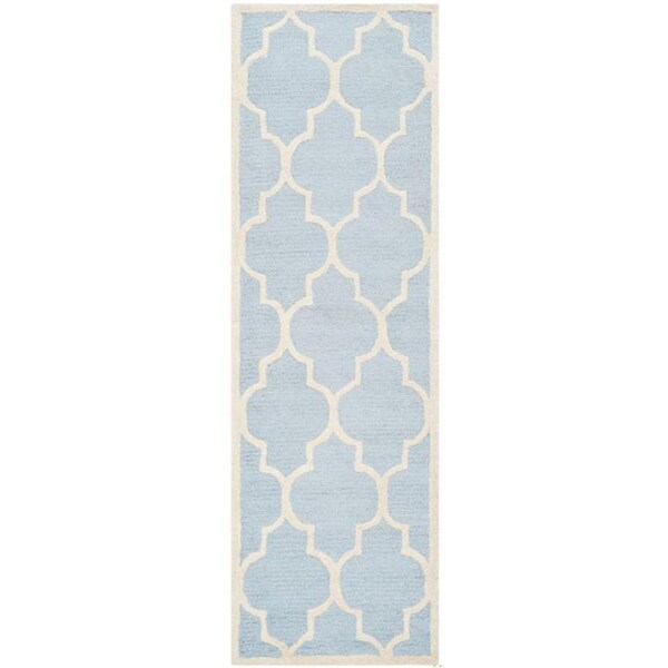 Safavieh Cambridge Hand Tufted Runner Rug, Light Blue and Ivory - 2 ft.-6 in. x 12 ft. - CAM134A-212