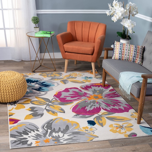 World Rug Gallery Modern Floral Area Rug 10' x 14' Gray Area Rug - 9098GRAY10X14