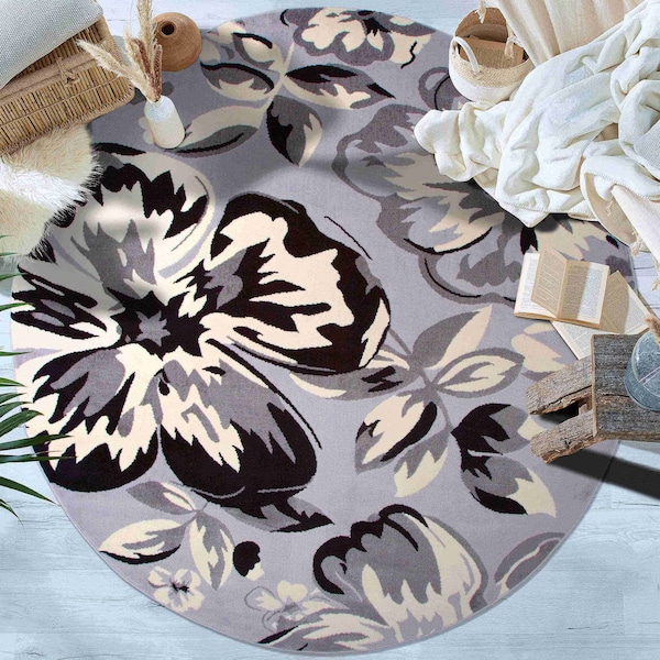 World Rug Gallery Modern Floral Area Rug 10' x 14' Gray Area Rug - 9098GRAY10X14