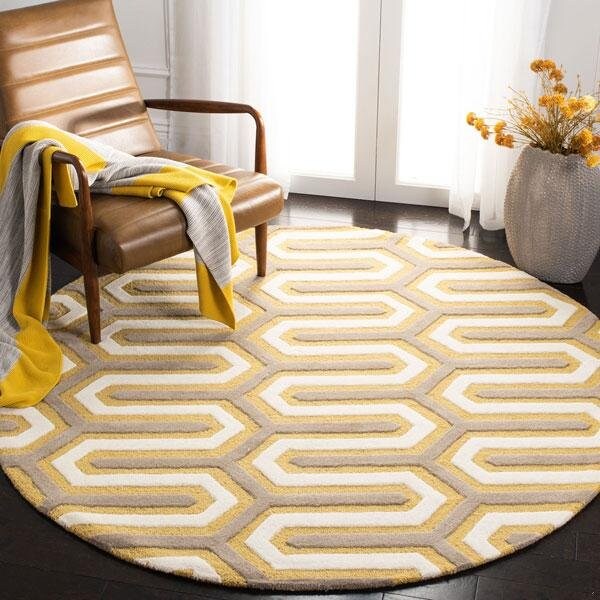 Safavieh Cambridge Hand Tufted Small Rectangle Rug- Gold - Grey- 4 x 6 ft. - CAM351Q-4