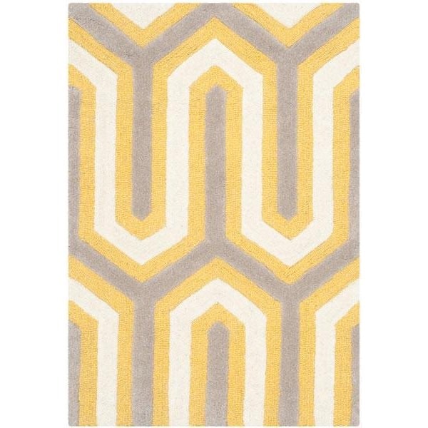 Safavieh Cambridge Hand Tufted Small Rectangle Rug- Gold - Grey- 4 x 6 ft. - CAM351Q-4