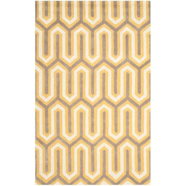 Safavieh Cambridge Hand Tufted Small Rectangle Rug- Gold - Grey- 4 x 6 ft. - CAM351Q-4