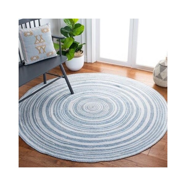 Safavieh 3 x 3 ft. Cape Cod Round Area Rug, Blue & Ivory - CAP235M-3R