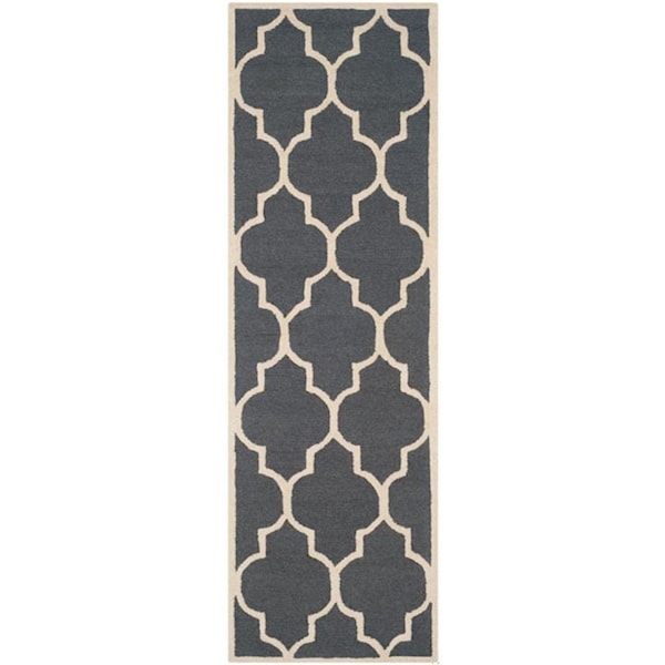 Safavieh Cambridge Hand Tufted Runner Rug- Dark Grey - Ivory- 2 ft. 6 in. x 12 ft. - CAM134X-212