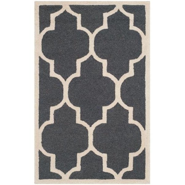 Safavieh Cambridge Hand Tufted Runner Rug- Dark Grey - Ivory- 2 ft. 6 in. x 12 ft. - CAM134X-212