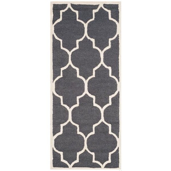 Safavieh Cambridge Hand Tufted Runner Rug- Dark Grey - Ivory- 2 ft. 6 in. x 12 ft. - CAM134X-212