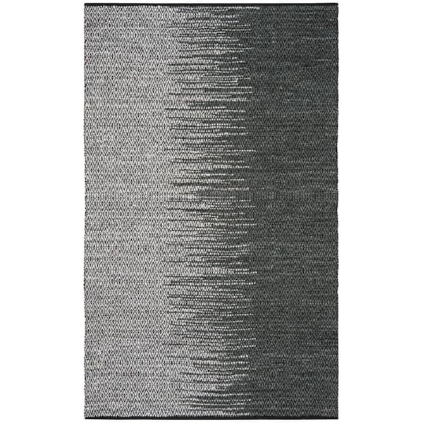 Flowers First 5 x 8 ft. Vintage Leather Hand Woven Rug, Light Grey & Charcoal - Medium Rectangle - FL1862601