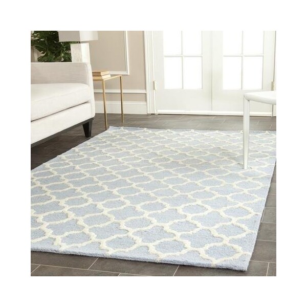 Safavieh Cambridge Hand Tufted Runner Rug- Light Blue - Ivory- 2 ft. 6 in. x 6 ft. - CAM130A-26