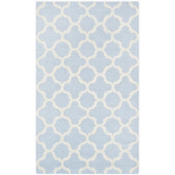 Safavieh Cambridge Hand Tufted Runner Rug- Light Blue - Ivory- 2 ft. 6 in. x 6 ft. - CAM130A-26