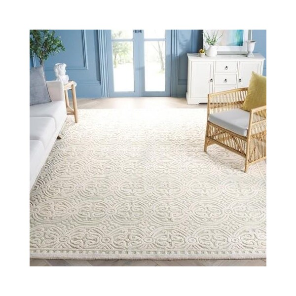 Safavieh Cambridge Hand Tufted Small Rectangle Rug- Light Green - Ivory- 3 x 5 ft. - CAM123B-3